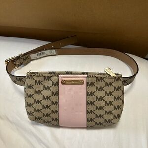 Michael Kors Pink and Brown belt bag with Signature Style